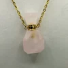 Pendentif fiole à parfum en quartz rose