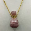Pendentif fiole à parfum en agate rose veinée