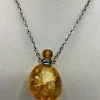 Pendentif fiole à parfum en citrine