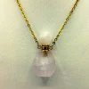 Pendentif fiole à parfum en jade rose