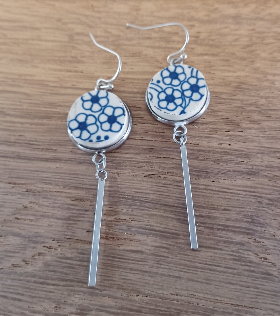Boucles d'oreilles "bleu de Kéramis"