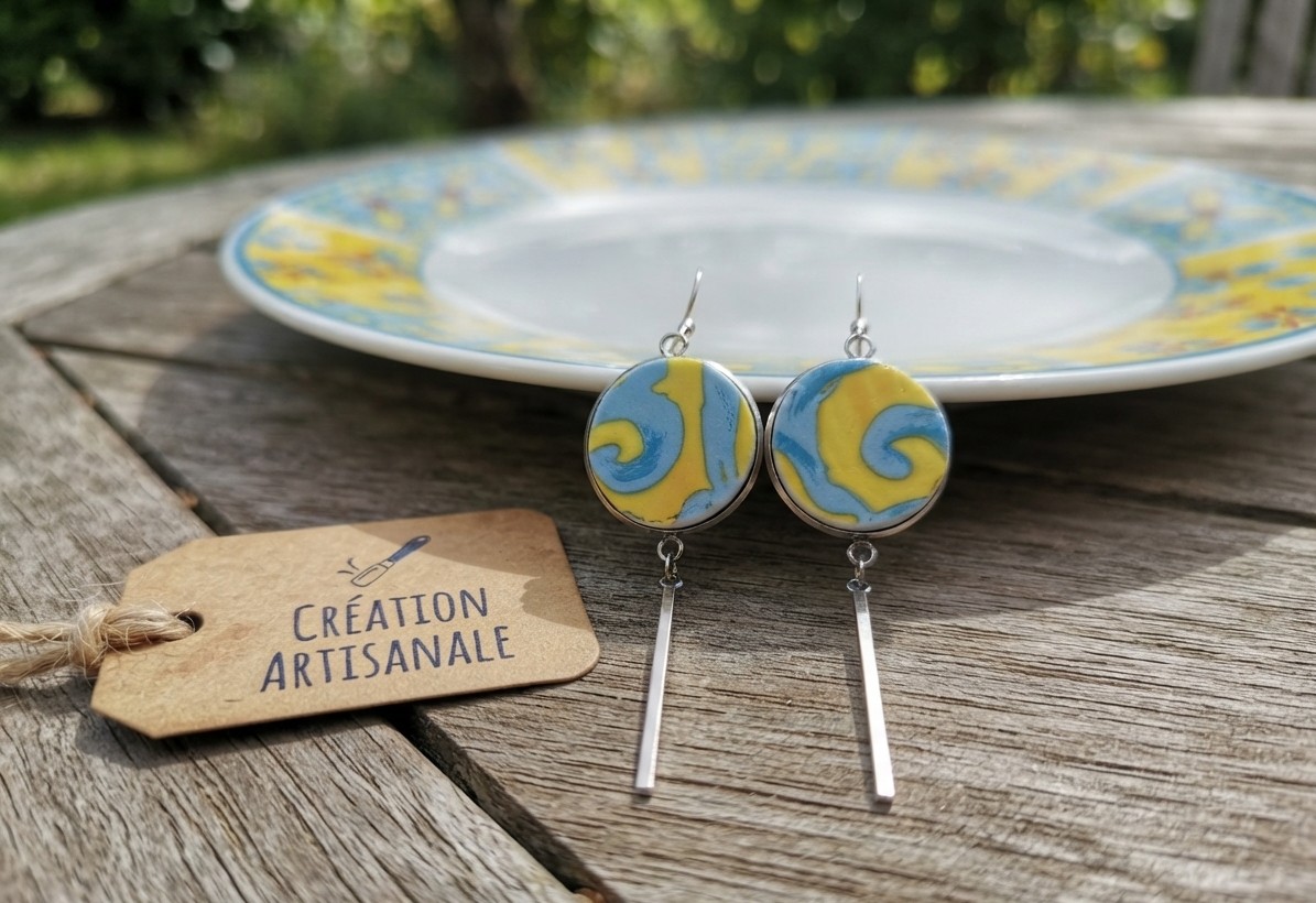Boucles d'oreilles "éclipse turquoise" – Image 2